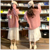 Maternity autumn dress long net red new long sleeve autumn and winter skirt spring and autumn suit fashion autumn