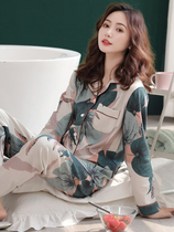 Japanese high-end pajamas ladies cotton long sleeve spring and autumn cardigan loose can be worn outside home clothes summer thin model
