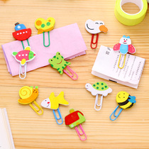 Creative cartoon paper clip wooden pupils prizes cute clip painted bookmarks paper clip Kindergarten Gifts