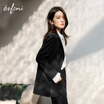 (Mall same section) Iveli 2022 New Spring Dress Jacket Black Temperament Suit Woman 1D1210433