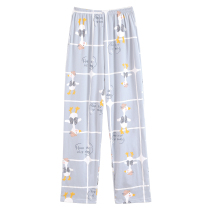 Womens pajama pants knitted cotton trousers spring and autumn summer cotton home pants large size moon pants cartoon loose thin