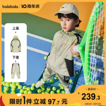Bala Bala Boy Fashion Suit Children Spring Clothing 2022 New Children Dress Hit Color Personality Long Sleeve Suit Letters