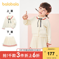 Balabala girl dress dress childrens clothes college style two-piece autumn dress 2021 new foreign style baby tide