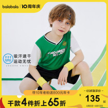 Ballabala children suit short sleeves 2022 new summer clothing boy sports two sets CUHK child speed dry handsome