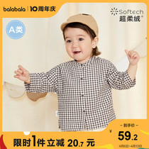 Barabara boy shirt baby blouses thin baby plaid clothes Develvet soft and skin-friendly