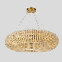 Retro light luxury soft designer Meike crystal model room high-end villa living room ring American chandelier