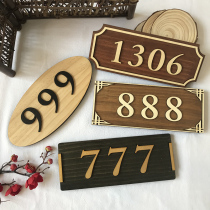 Wooden house number digital door sticker creative residence antique room hotel box room hotel wooden card customization
