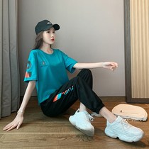 MAJE DVAWN Sports Casual Tshirt Suit Women Summer 2022 New Fashion Minus Age Running Short Sleeves Two Sets