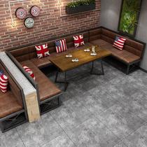 Retro industrial style wrought iron theme restaurant bar deck sofa barbecue clear bar KTV cafe table and chair combination