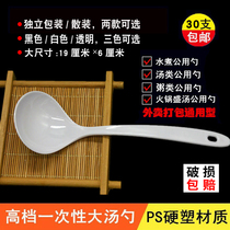 Disposable large soup spoon Plastic thickened takeaway packaging public spoon Independent packaging long handle spoon Large public spoon