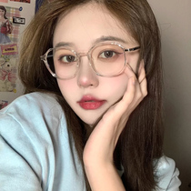 Finished myopia glasses women have degrees Korean version of tide Net red plain face big frame anti-blue transparent glasses frame ins Wind