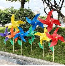 pvc dance four-corner green leaf wood pole windmill advertising four leaf decorative childrens toys kindergarten props
