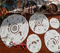 Delicate handmade collection @ white cotton linen hand Ruembroidered full of work cup cushion vase cushion disc cushion multiple European style