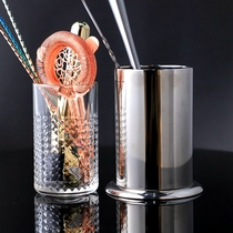 Bar utensils stainless steel suction tube box glass bar spoon Cup bartender storage bucket spoon tamper bucket