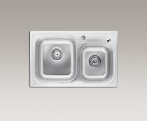 Kohler large and small slot table kitchen basin K-3676T-2KD-NA