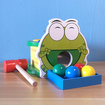 Childrens mung bean frog pounding table parent-child playing Gopher game beating early education educational wooden toy 1-2-3 years old