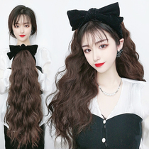Detachable hairband wig Female half headgear Big wave temperament Water ripple Natural incognito Long curly hair Full headgear