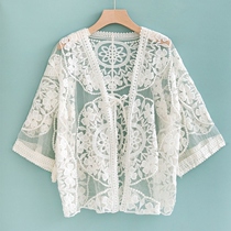 Swimsuit cardigan outside can be used for womens summer big chest covering belly conservative coat drifting blouse single size single skirt