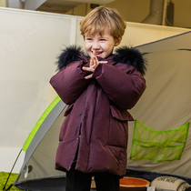 Kangyi childrens baby down jacket mens medium-long down jacket with hair collar Boys down jacket childrens winter 1-2-3-6