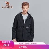 Camel outdoor mens coat 2021 autumn new windproof hooded jacket fashion trend black top men