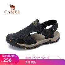 Camel Outdoor Mens Sandals Casual Outdoor Leather Velcro Cowhide Mens Shoes Anti-collision Toe Bottom Help sandals Tide