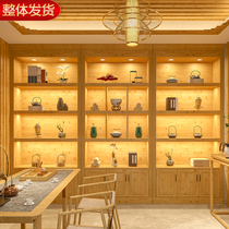 Tea display cabinet tea cabinet wine cabinet solid wood display shelf white wine counter wine jade ceramic display cabinet