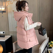 Pregnant women vest winter long down cotton size loose 2021 autumn and winter New wear cotton coat winter coat tide