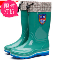 Winter Huili plus velvet rain boots warm fashion rain boots waterproof boots non-slip high rubber shoes plus cotton set water shoes women