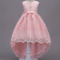 Girls lace dress dress tail flower girl wedding piano grade graduation June 1 performance host princess skirt