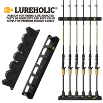 LUREHOLIC reinforced upright road subpole containing frame wall-mounted collection of fishing rod racks without unpacking wheel bracket