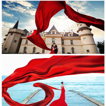 10m floating yarn photography props Thin floating Chiffon studio wedding photography beach location props red satin