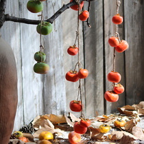 Emulated persimmon string with creamy wall pendant hanging fruit autumn-Italian view swinging piece restaurant home living room ornament