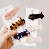  T Korean version of acetic acid plate Japanese cute and stupid short-legged three-color cat mic clip duckbill clip hairpin female back of the head hair accessories