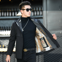 Parker clothing coat fur one mens short Haining mink inner mink leather leather coat