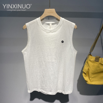 Incino simple small M letter embroidery round neck vest young man handsome round hem pure cotton sleeveless T-shirt undershirt