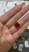 Lu Xiaodan full gold 999 gold inlaid jade red agate four-leaf clover not changed
