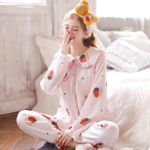 yourban month clothing Spring and Autumn Winter cotton women postpartum pregnant women feeding pajamas nursing home clothing set