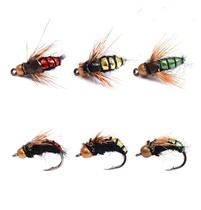 Luia Fly Fly Hook Fake bait bionic fly simulation Bait Fishing white strip teething Mouth Grass Fish Caterpillar Hook Microbites Bait