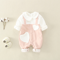 Net red baby clothes autumn super cute foreign cute newborn female baby jumpsuit spring and autumn Princess out climbing clothes