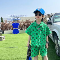 Boys summer suit 2022 new children short sleeves POLO shirt summer clothes foreign air baby mesh red clothes two sets