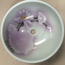 Jingdezhen hand-painted elegant purple flower wash basin fashion beautiful environmental protection hand wash face ceramic basin