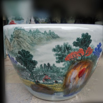 Jingdezhen hand-painted blue and white ceramic porcelain large cylinder luxury high-end furnishings large cylinder study boutique ceramic large cylinder