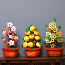 New Year decoration decoration counter desktop housewarming decoration simulation orange tree cash cow Spring Festival New Years Day scene layout