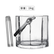 Glass ice bucket portable home bar ktv commercial ice block barrel transparent padded European beer Champagne ice bucket