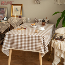 Tablecloth Nordic ins style tablecloth rectangular household tablecloth Plaid tea chestcloth pastoral cover custom