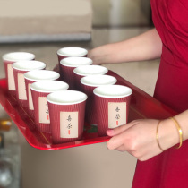 Disposable paper cups marriage Hi Cup xi zi red wedding hong xi about household paper cup engagement wa leng bei