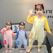 Childrens jumpsuit Spring and Autumn Thin Cotton Long Sleeve Dinosaur Pajamas for Men and Women Baby Baby Kick Sleeping Bag Home Clothing