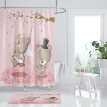 Pink cartoon can be customized waterproof and mildew-proof thick shower curtain toilet curtain curtain partition curtain