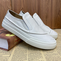 Spring Tide Shoes Men Casual Sloth Korean version boards shoes genuine leather 100 hitch a little white leather shoes One foot pedal Lefu Shoe Men