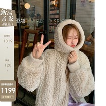 CC fur waffle new imported Rex rabbit fur winter coat women wool coat Young